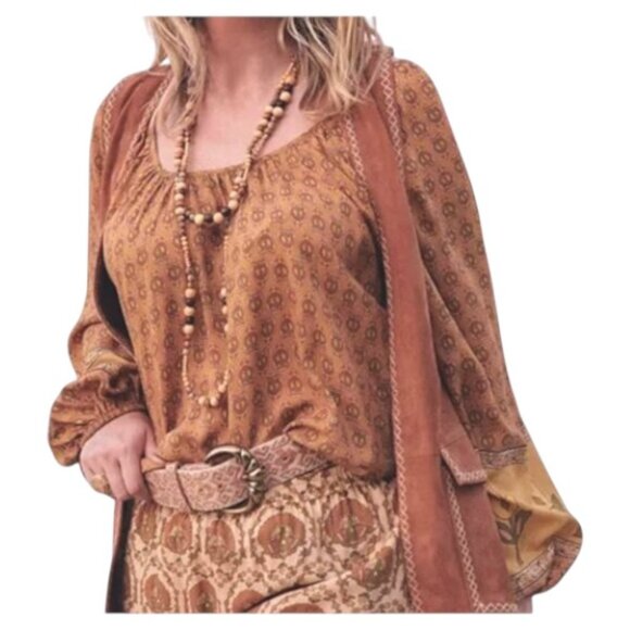 Spell Tops - Spell Chateau Peasant Blouse Champagne Balloon Sleeve XS